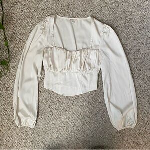 Guess Cream Long Sleeve Blouse
